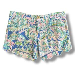 Lilly Pulitzer Buttercup Scallop Hem Shorts Size 8 Tropical Paisley Resort Print